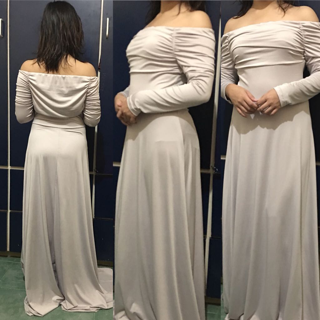 silver long gown dress