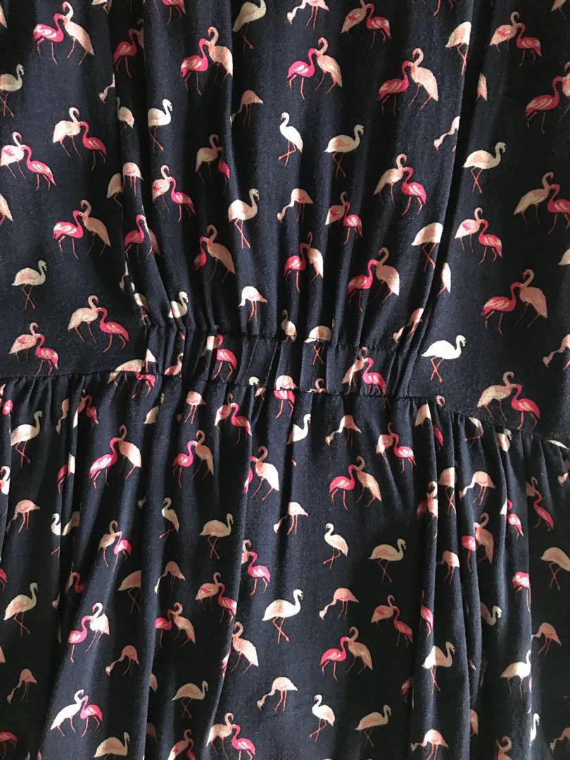 H M Flamingo Prints A line Dress