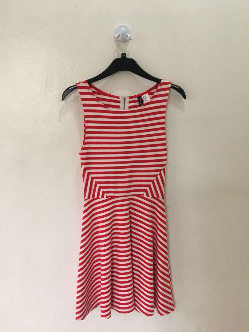 H M red and white striped dress Women s Fashion Tops Sleeveless
