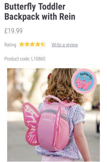 Littlelife butterfly backpack shop