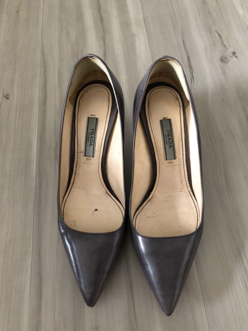 Prada low heels in dark grey, Luxury 
