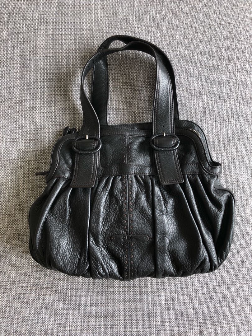cole haan black leather purse
