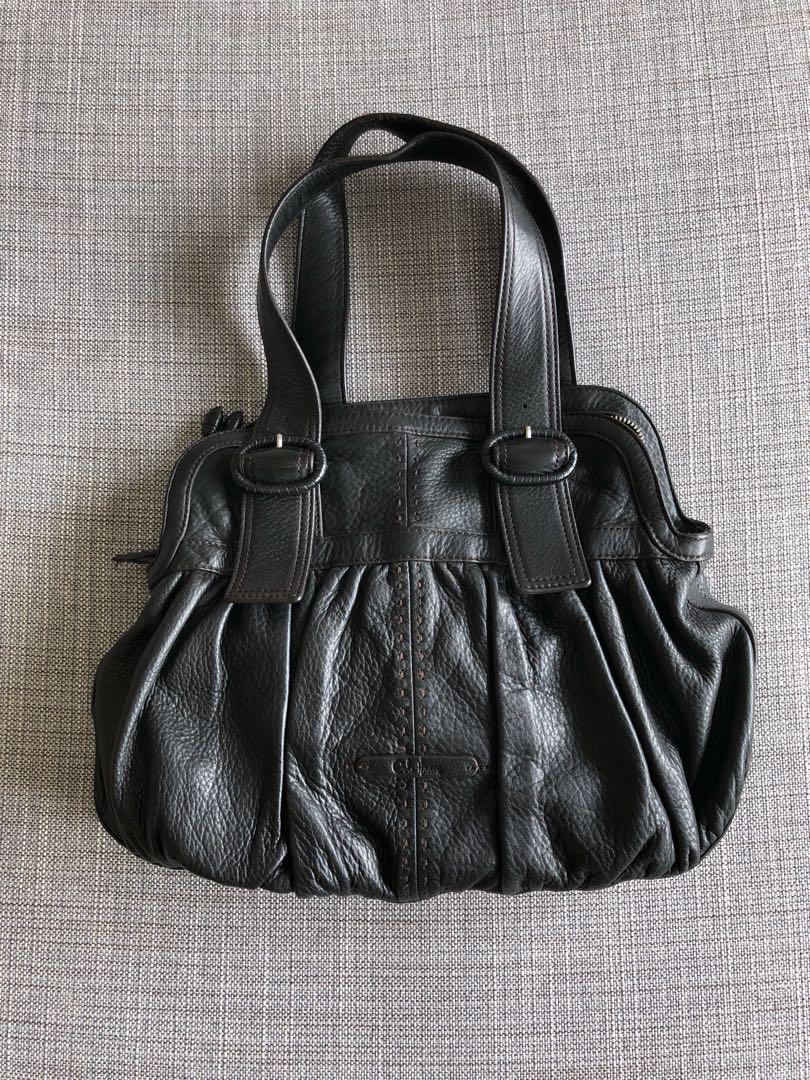cole haan black leather purse