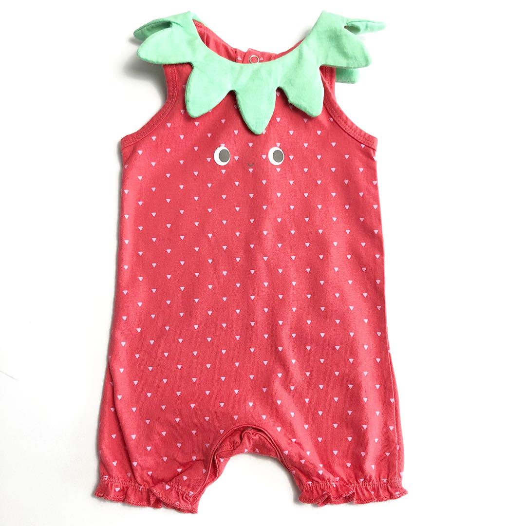 baby girl strawberry romper