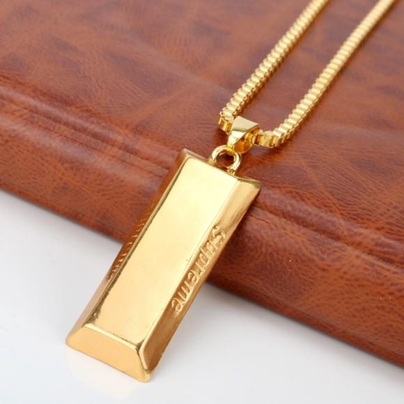 Supreme gold bar chain real shop