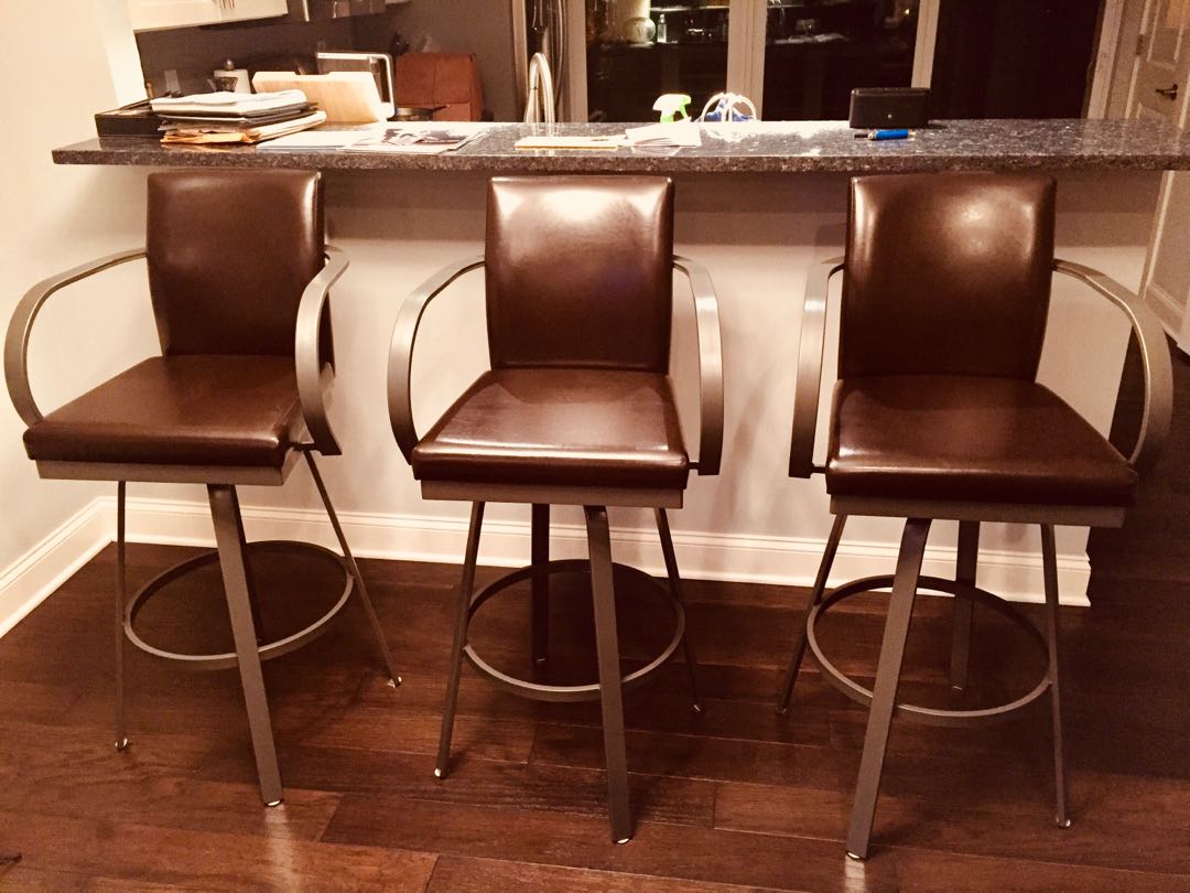 Three Bar Height 100 Genuine Leather Chocolate Brown Stools
