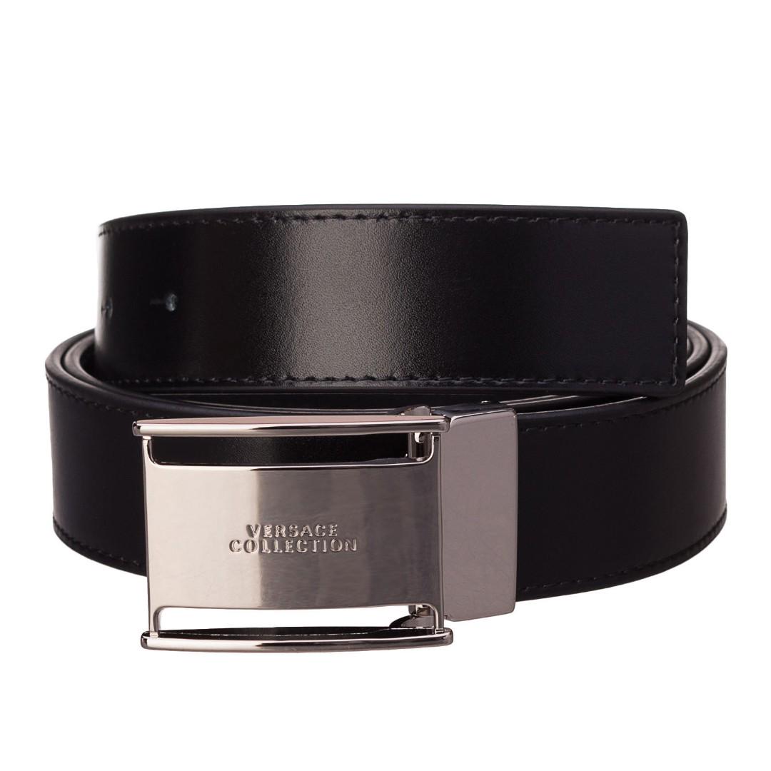 VERSACE Collection Silver buckle Black Leather Belt Size 95/ 38 BNWT (Made  in Italy), Luxury, Accessories on Carousell