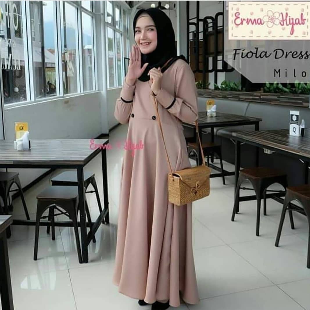 Vgc 0418 Dress Gamis Busana Muslim Wanita Fiola Olshop Fashion