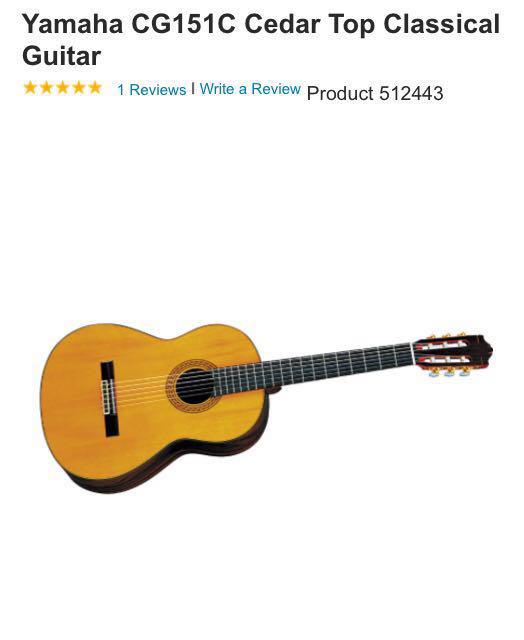 Yamaha CG151C Cedar Top Classical Guitar, 興趣及遊戲, 音樂、樂器 配件, 樂器- Carousell