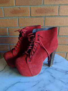 RED SUEDE LITA SIZE 40 by Jeffrey Campbell