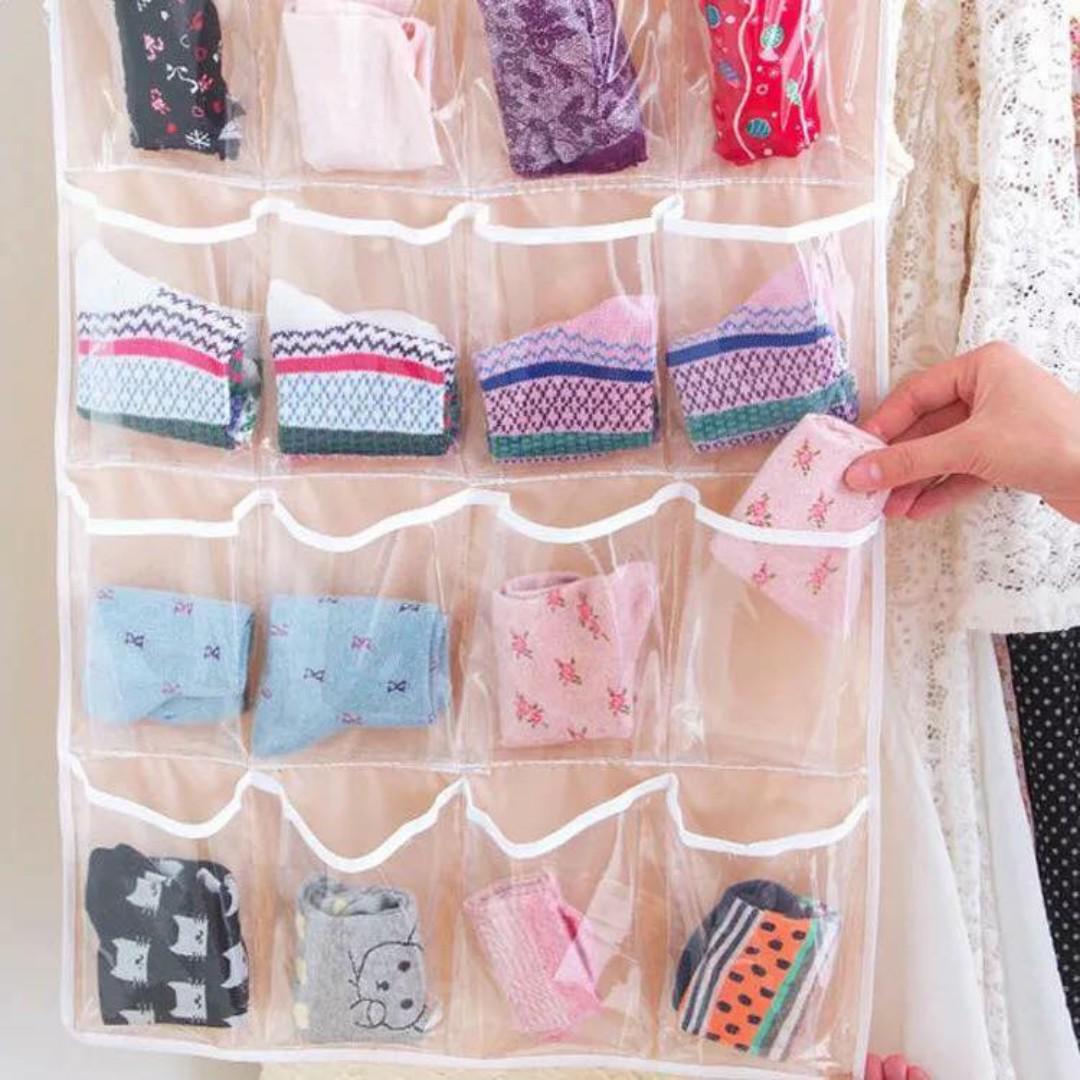 16 GRID HANGING STORAGE ORGANIZER (Category: Storage Boxes & Baskets) located in Manila. Submitted by christimjose09 (Listing ID 180941277, Image 2). Description: Product details: ✔️Can be hanged in your wardrobe or hanging on the back of any door. ✔️16 grids can hold socks, underwear, ties, gadgets, etc. ✔️Unobstructed design, clear and easy to find. ✔️Material: Polyester fabric + PVC ✔️Available colors: Pink, Blue, Green and Beige ✔️Dimension: 