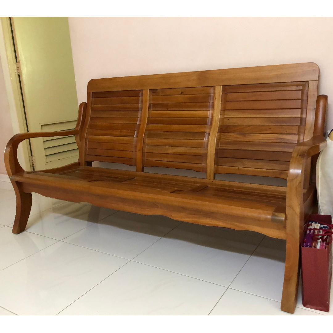 Three seater hotsell wooden chair