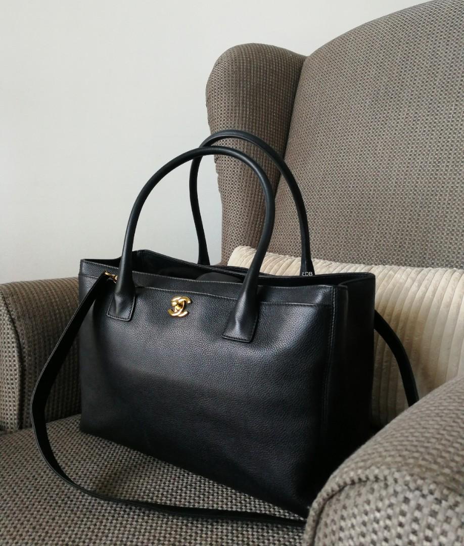 Chanel Chanel Cerf Executive Medium Black Calfskin Leather Tote Bag