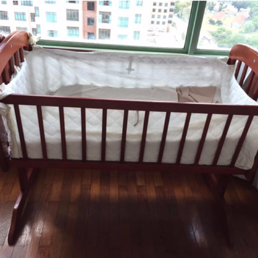 Baby Infant Swing Wooden Cot Cradle Crib Bed Babies Kids Cots