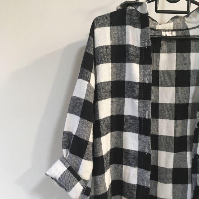 Black and white flannel oversized Sale