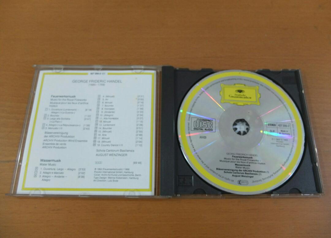 Classical Cd Handel Music For The Royal Fireworks Water Music Scholarship Cantorum Basiliensis August Wenzinget Music Media Cds Dvds Other Media On Carousell