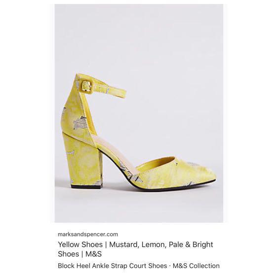 Spencer Yellow Floral blocked heel 