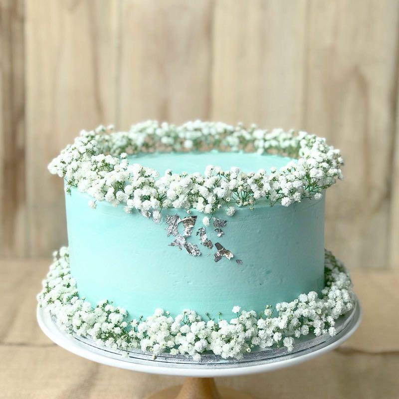 Floral Cake Baby Blue Cake Baby S Breath Elegant Customised