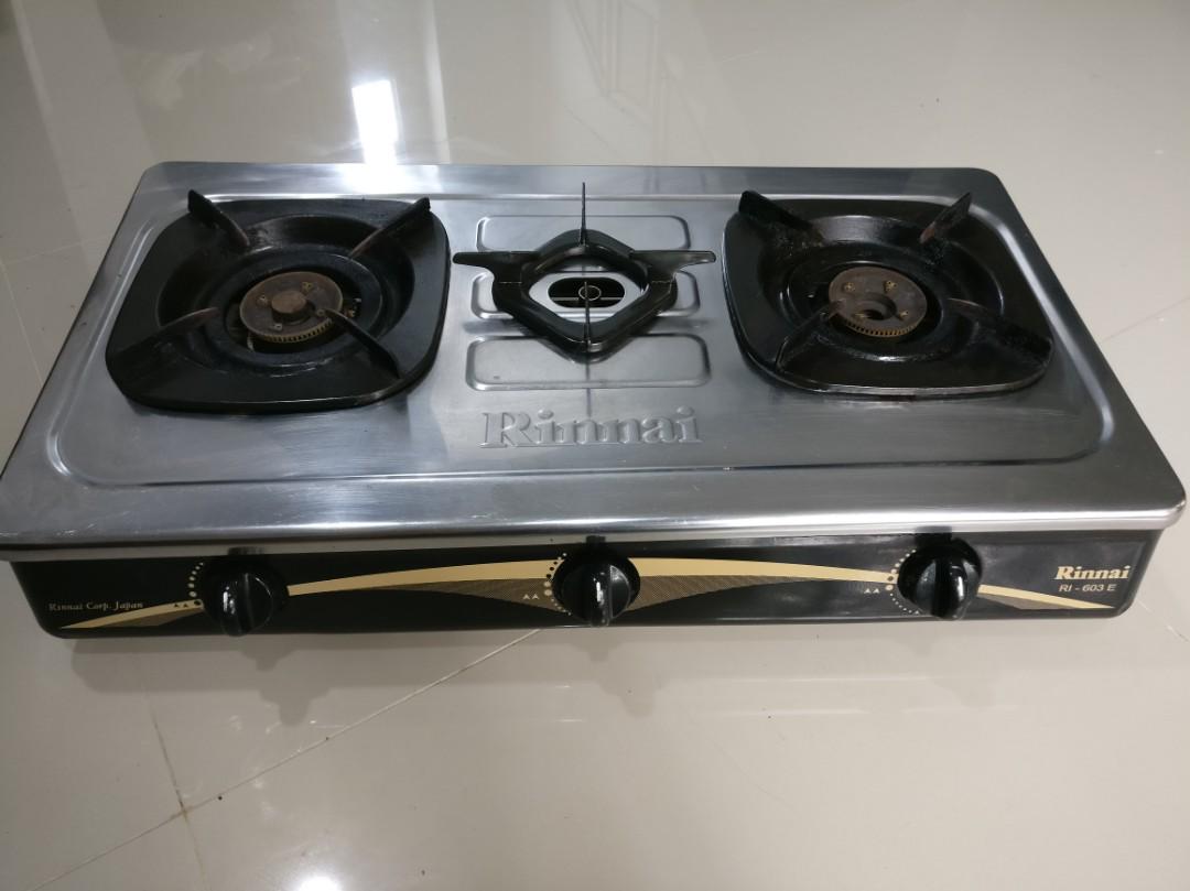 Kompor Gas 3 Tungku RINNAI RI 603 E, Perabotan Rumah di Carousell