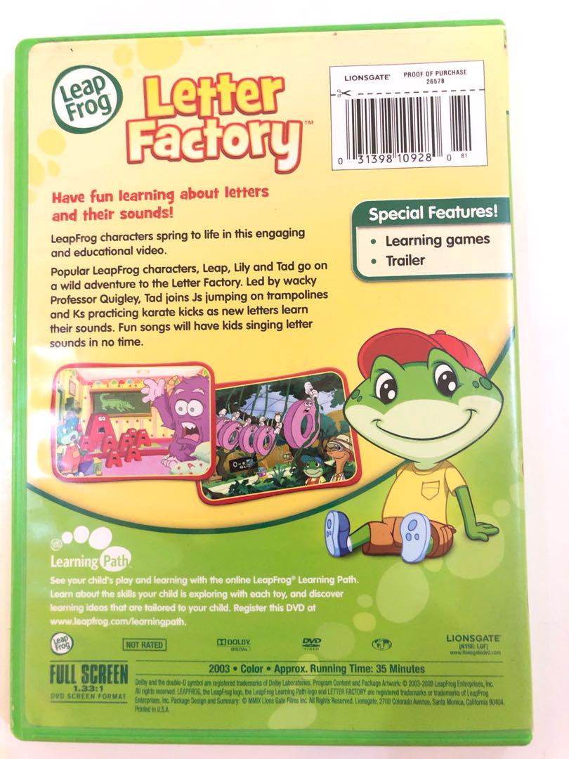 Leap Frog DVD set Letter Factory, Talking Words Factory, Lets go to ...