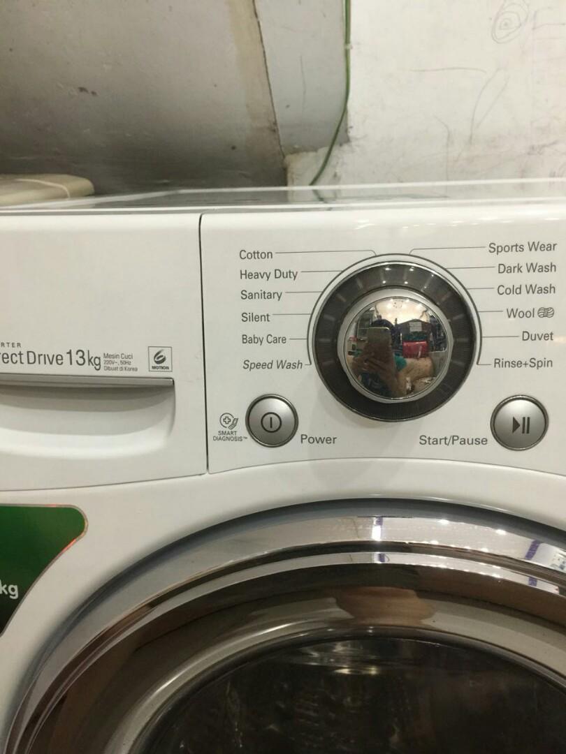 Mesin Cuci Lg Wd N1213d6 Front Loading 13 Kg Inverter Sperti Baru Kitchen Appliances Di Carousell