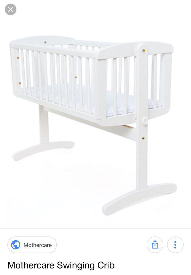 mothercare white swinging crib