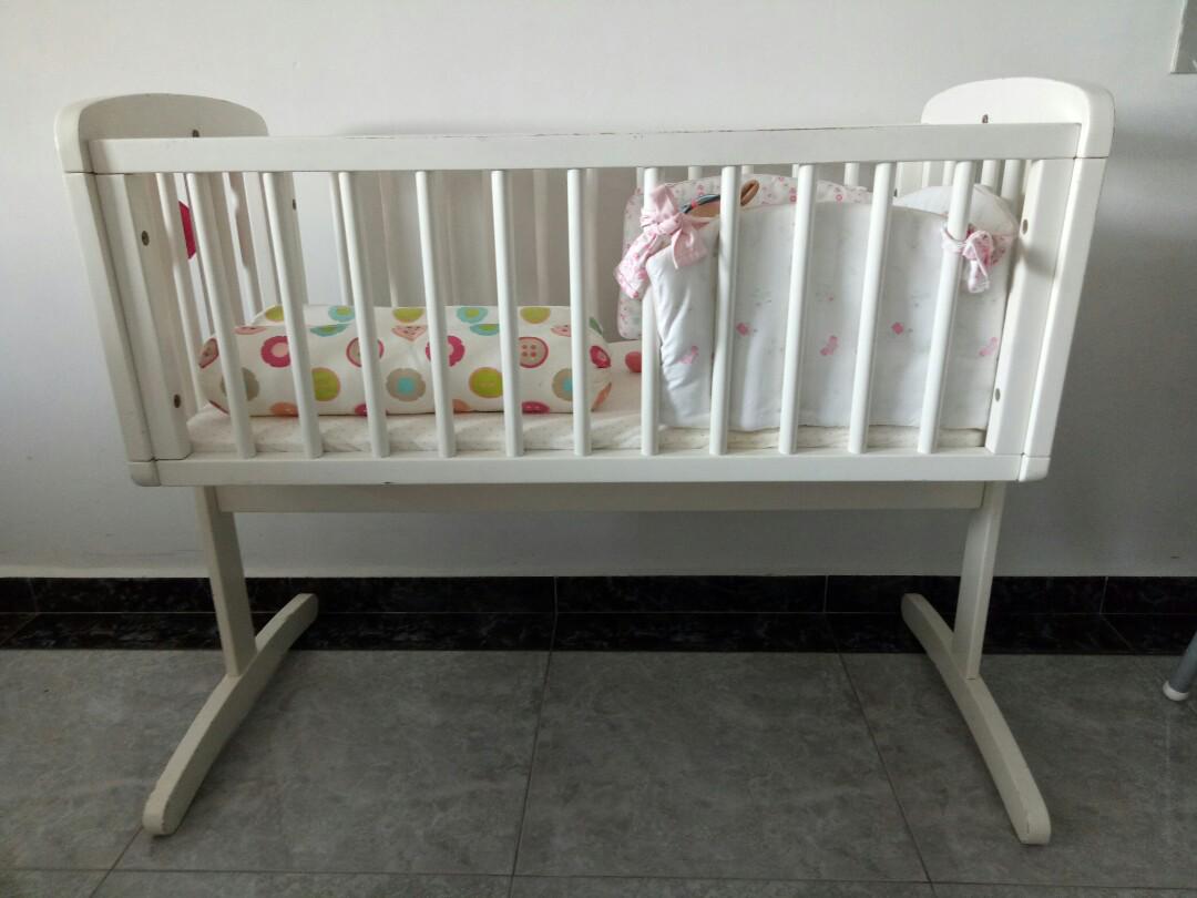 Mothercare White Swinging Cot Babies Kids Cots Cribs On