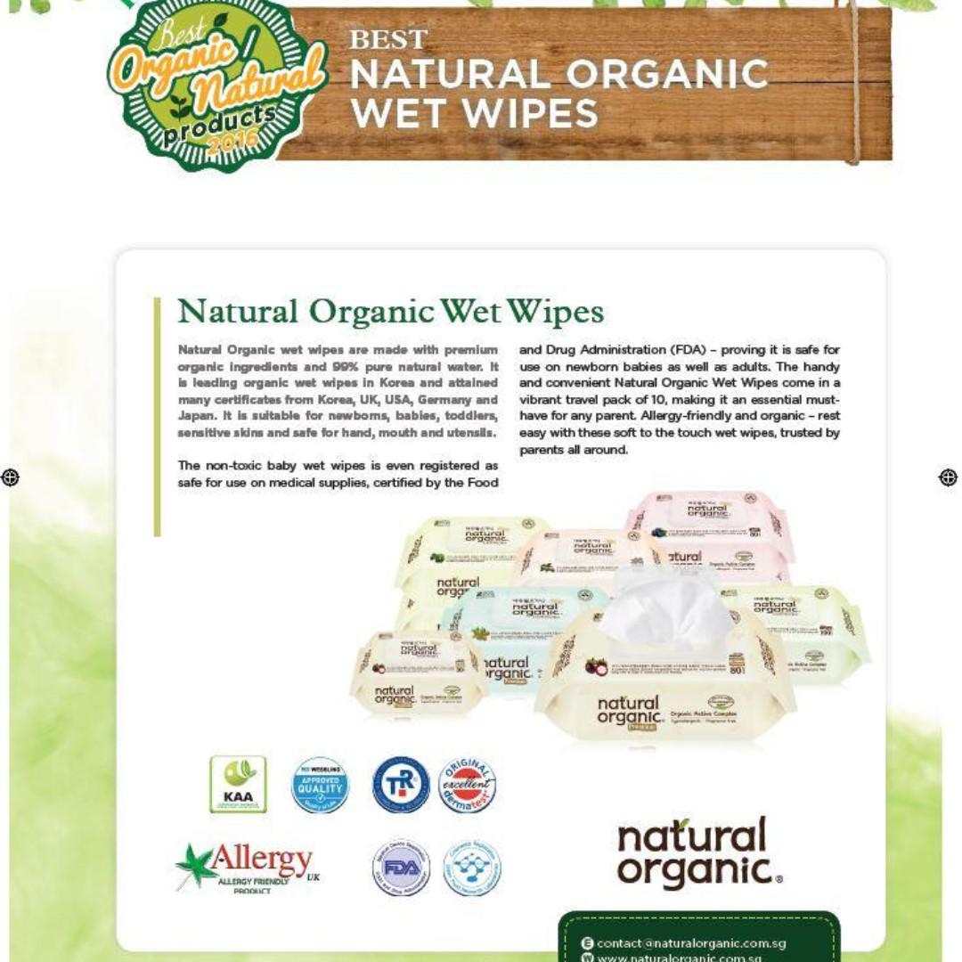 Natural Organic Original Baby Wipes 100 sheets x 10 packs