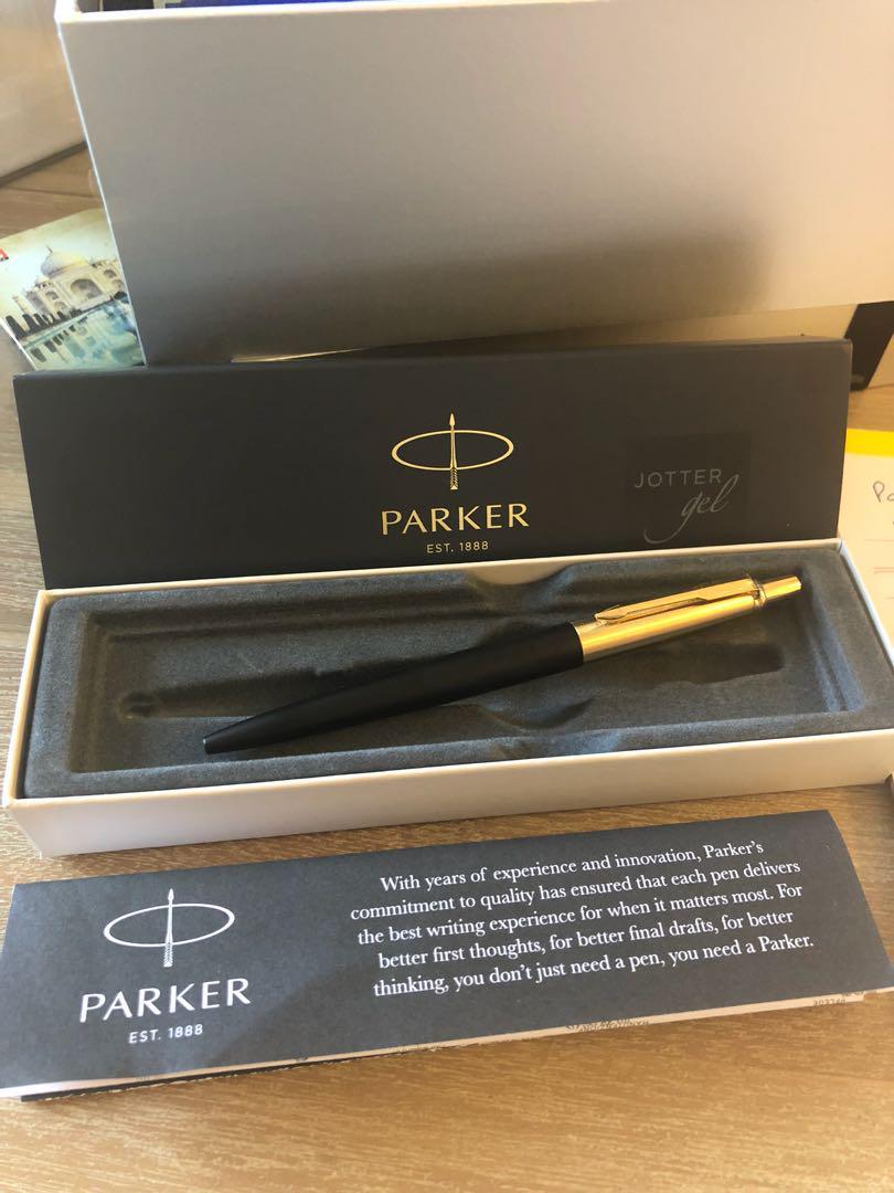 24Ct Gold Plated Blue Parker Architecture Jotter Ballpoint Writing Pen Gift Box 