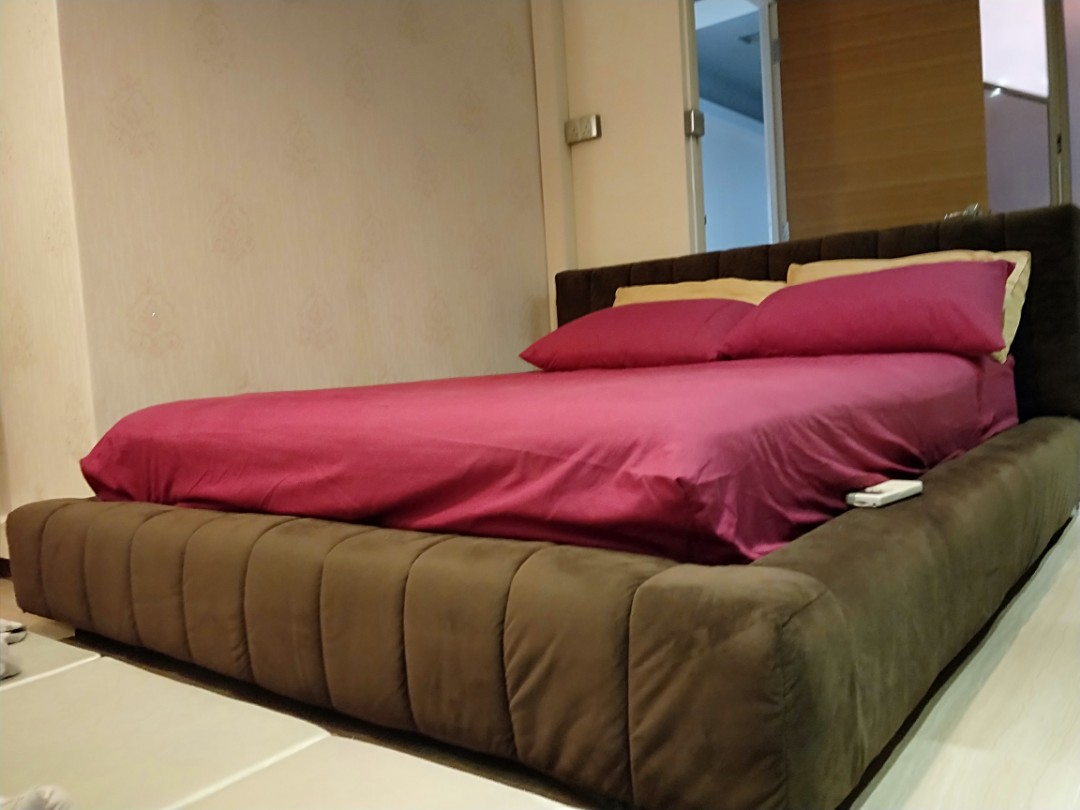 Queen cushion top bed frame