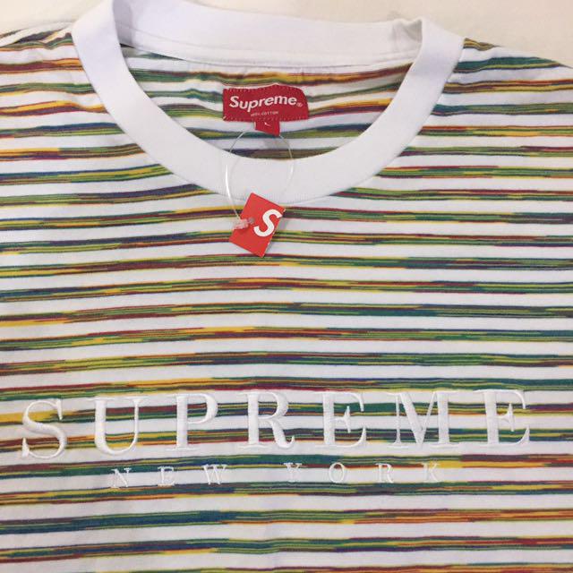 Supreme Rainbow Stripes Tee, Men's Fashion, Tops & Sets, Tshirts