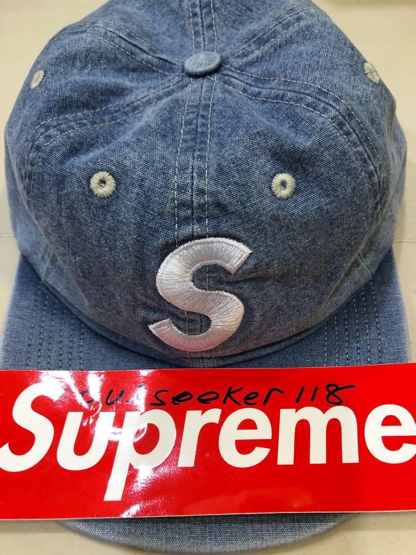 Supreme Washed Chambray S Logo 6-Panel Cap Hat, Men's Fashion 最も優遇の Supreme Washed Denim S Logo 6-Panel キャップ