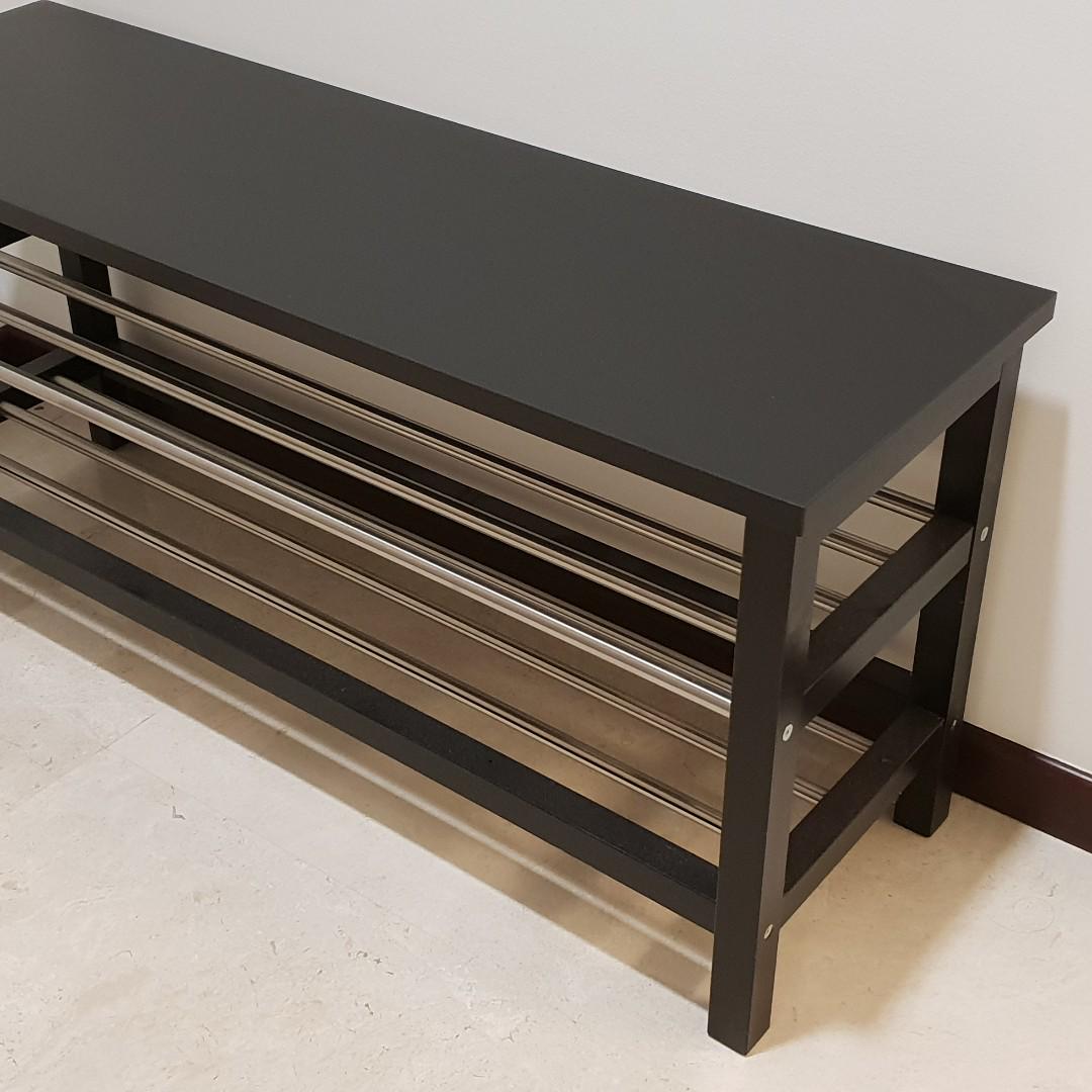 TJUSIG bench with shoe storage 108cm x 50cm black colour Furniture Home Living Home Improvement Organisation Storage Boxes Baskets on Carousell