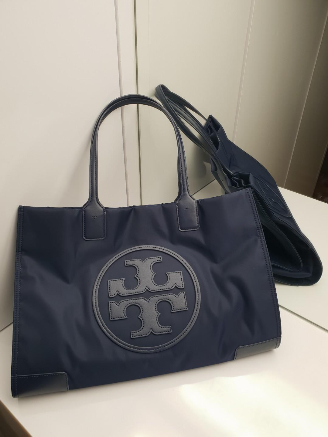 Tory Burch Navy Blue Ella Tote Shoulder Bag, Women's Fashion, Bags &  Wallets, Shoulder Bags on Carousell