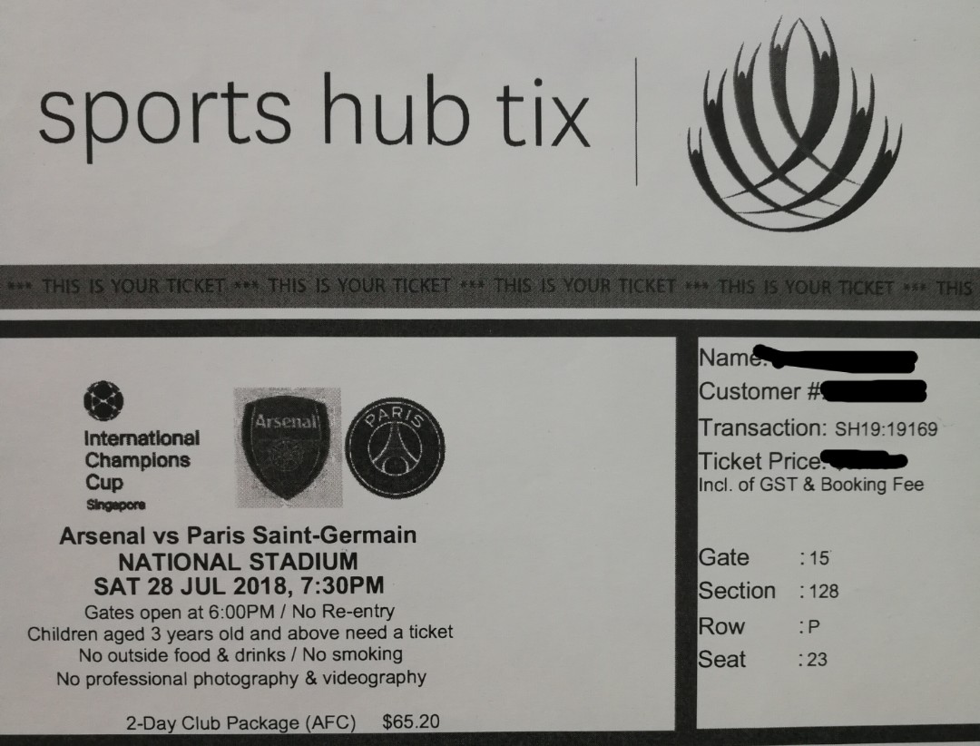 Arsenal vs PSG - Saturday, Hobbies & Toys, Memorabilia & Collectibles