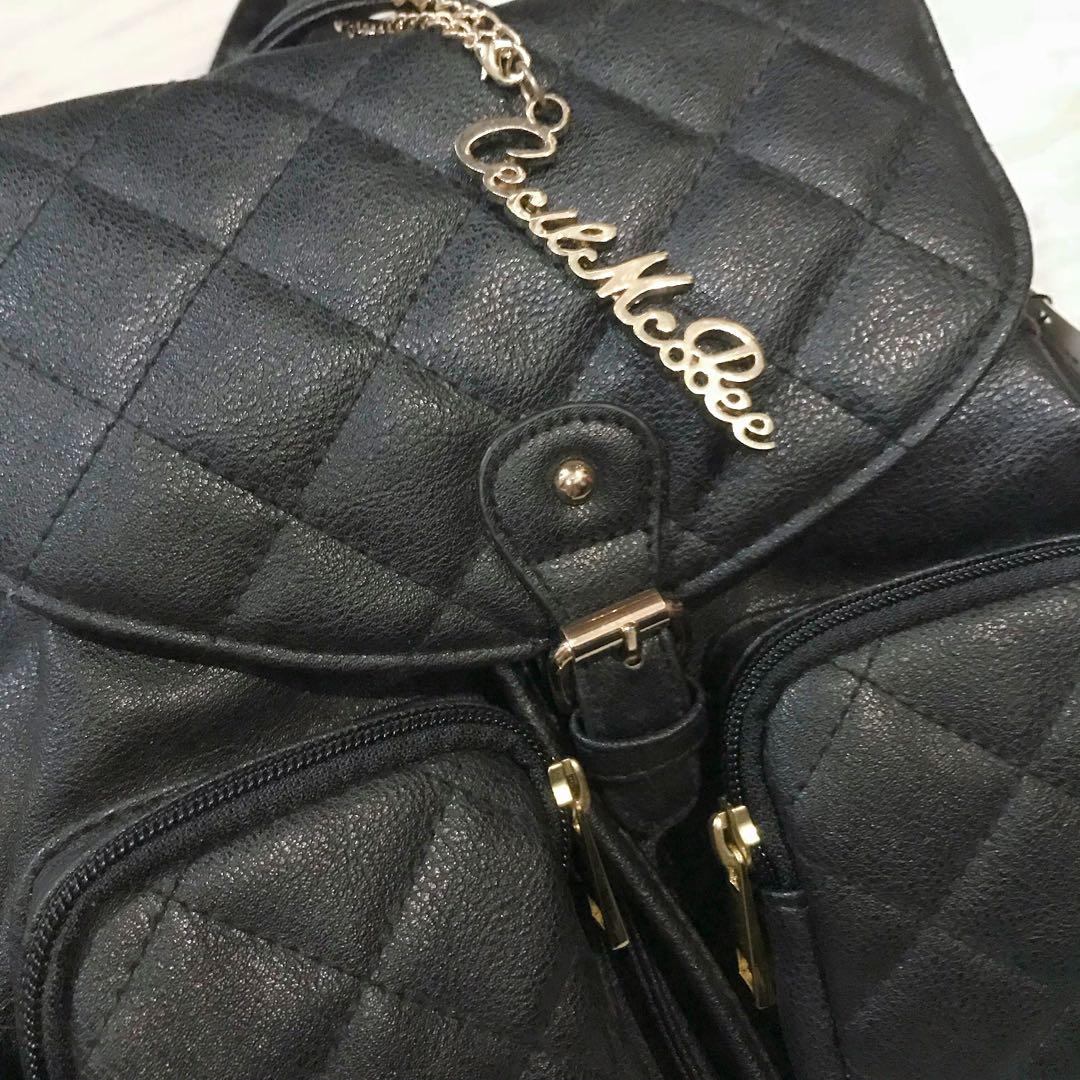 BN Cecil Mcbee Black Quilted Backpack, Women display picture 3