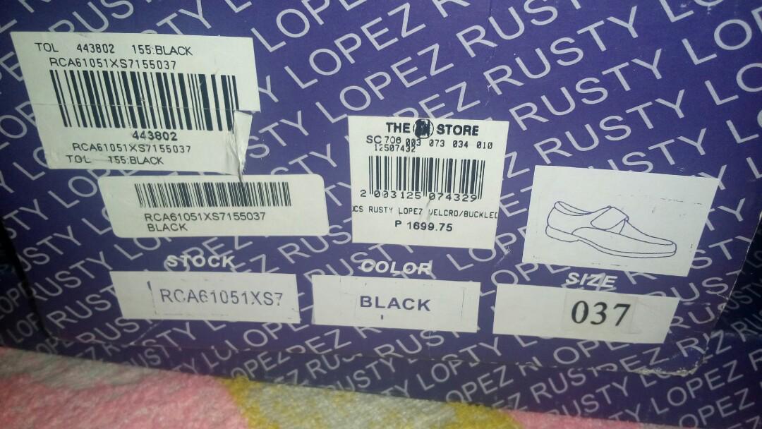 Boys school shoes (Category: Casual Shoes) located in Quezon City. Submitted by pinpin008 (Listing ID 180973685, Image 1). Description: Brand new Rusty Lopez boys school shoes. Size and original price shown on pic. Half off na po ng original price. Nag woworry lang ako na masira dahil di nagamit..