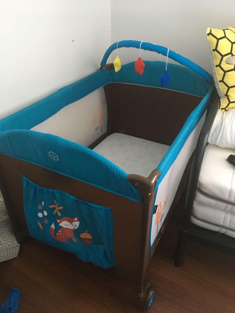 Crib Travel Cot Pack N Play With Thick Mattress Babies Kids