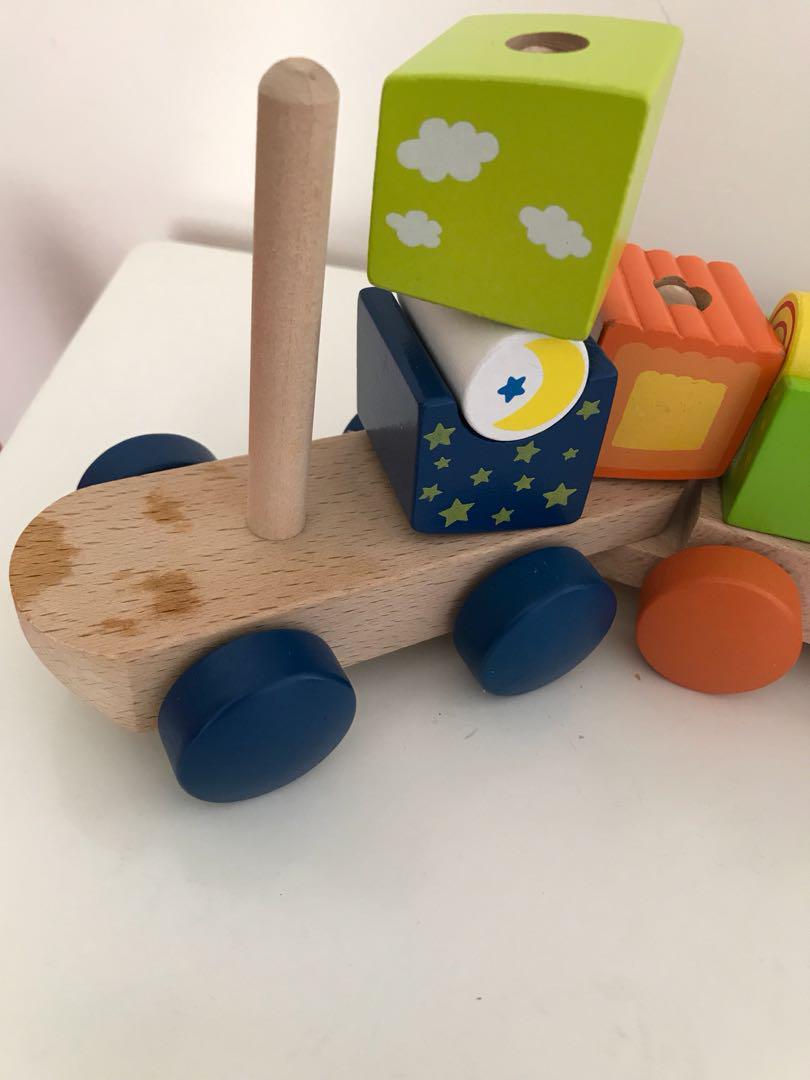 wooden train stacking toy