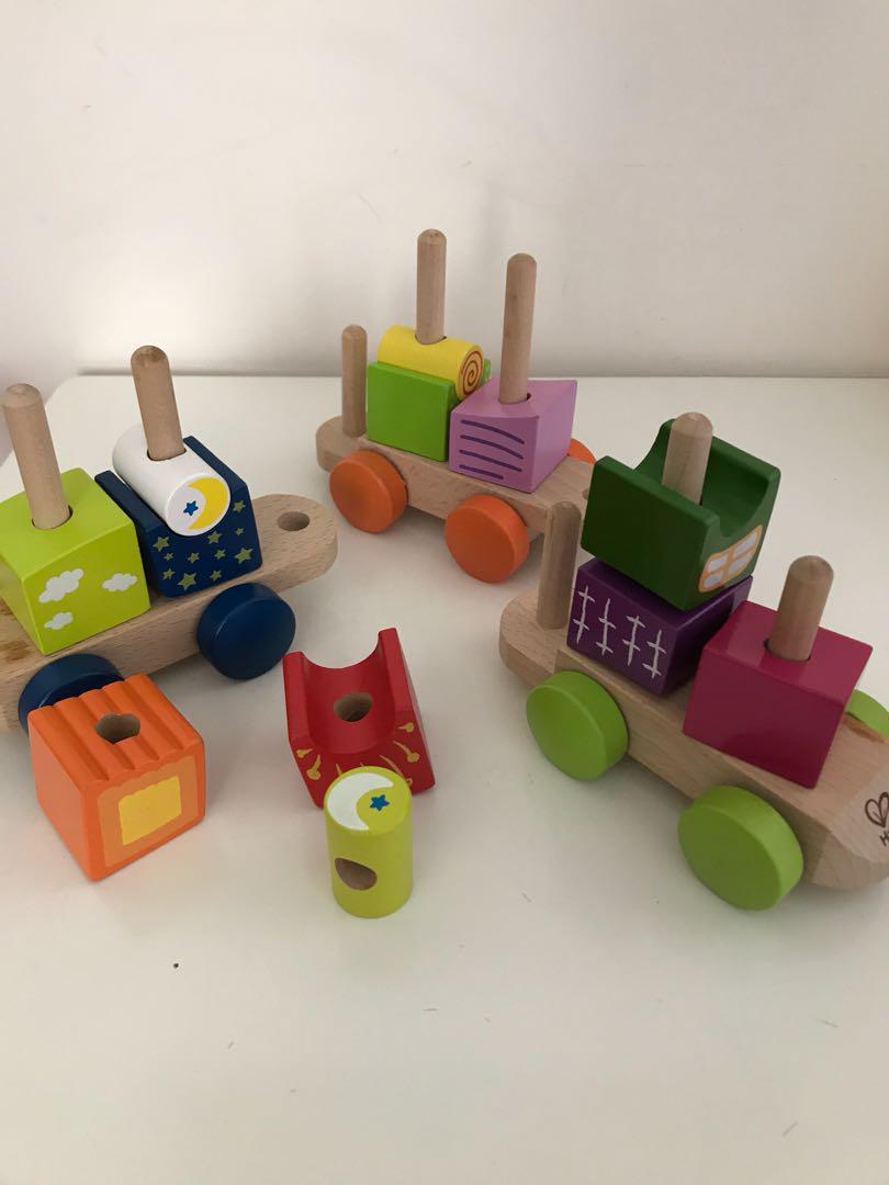 wooden train stacking toy