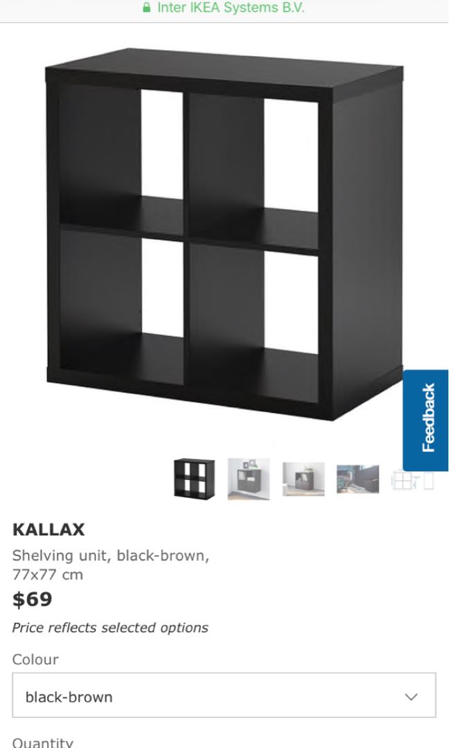 Ikea Kallax Black Shelving Unit X 2 Furniture Shelves Drawers On Photo
