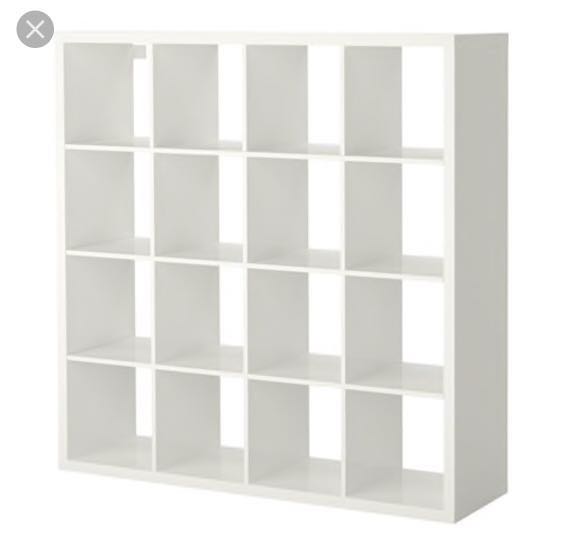 Ikea Kallax Shelf White High Gloss Furniture Shelves Drawers Photo