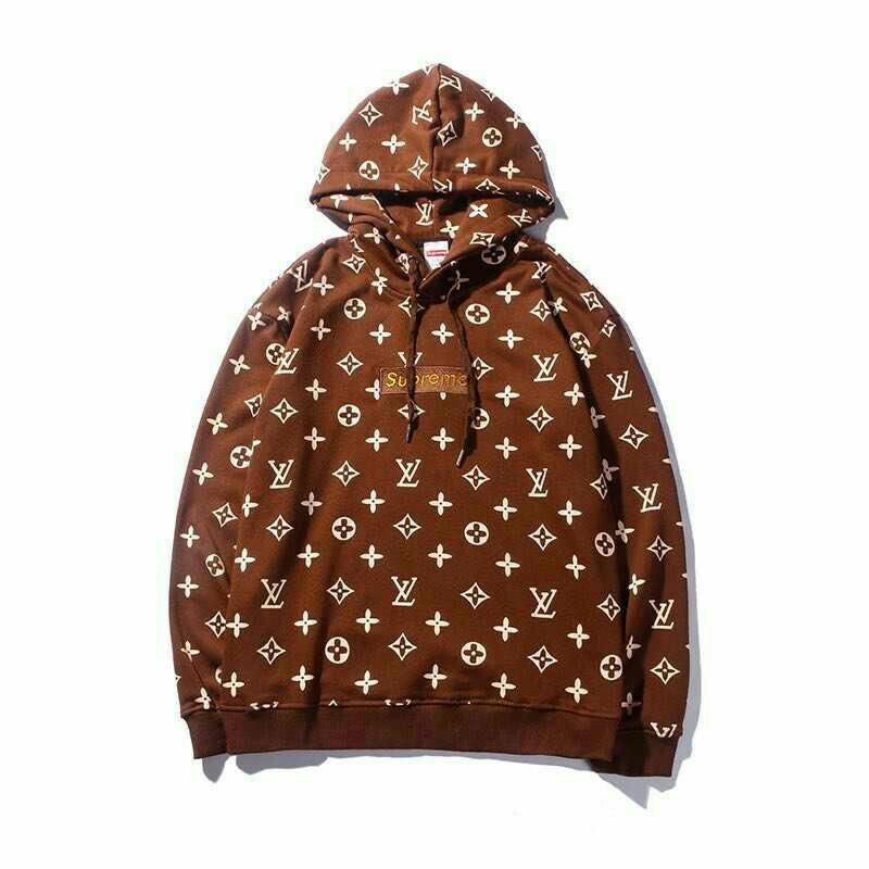 Brown lv supreme hoodie clearance
