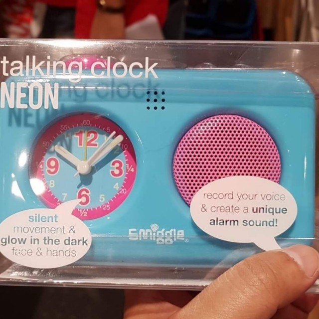 Smiggle Neon Talking Clock, Babies & Kids, Infant Playtime on Carousell