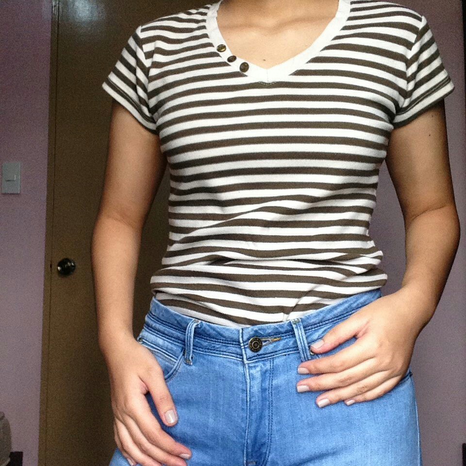 Stripes Olive Green Shirt Women S Fashion Clothes On Carousell