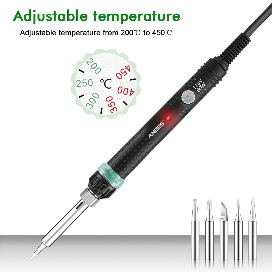 1051. Anbes Soldering Iron Kit Electronics 60W 110V Adjustable