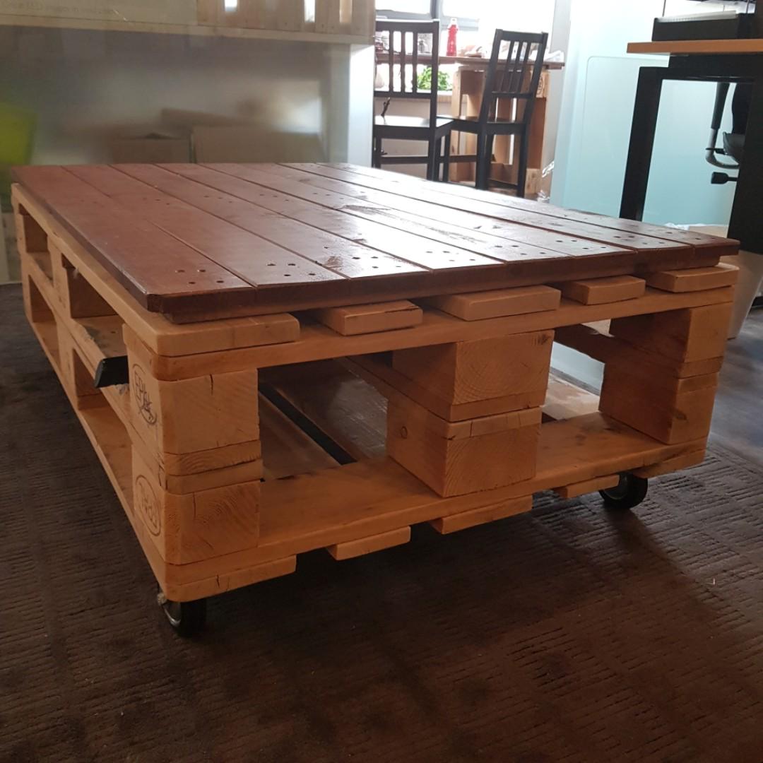 Beautiful And Sturdy Pallet Coffee Table With Caster Wheels