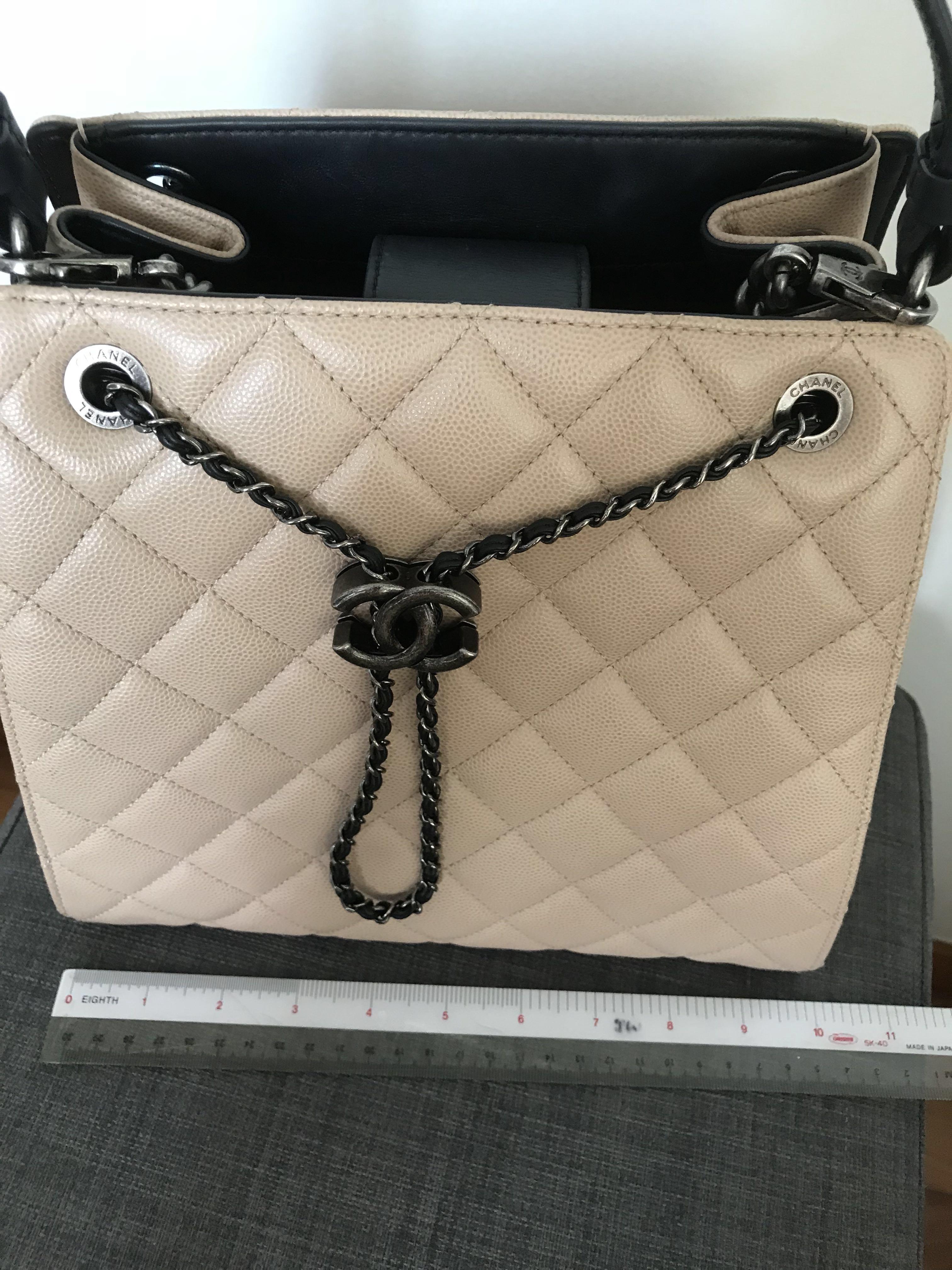 Chanel Lax Accordion Beige Lambskin Bag Preowned
