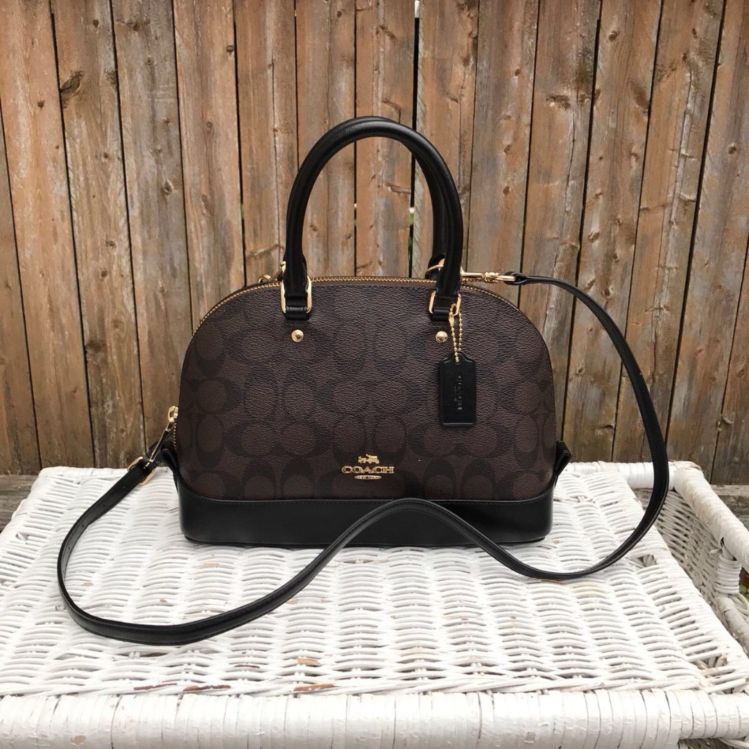 Coach Mini Sierra Satchel in Signature (IM/BROWN/BLACK), Luxury, Bags &  Wallets on Carousell