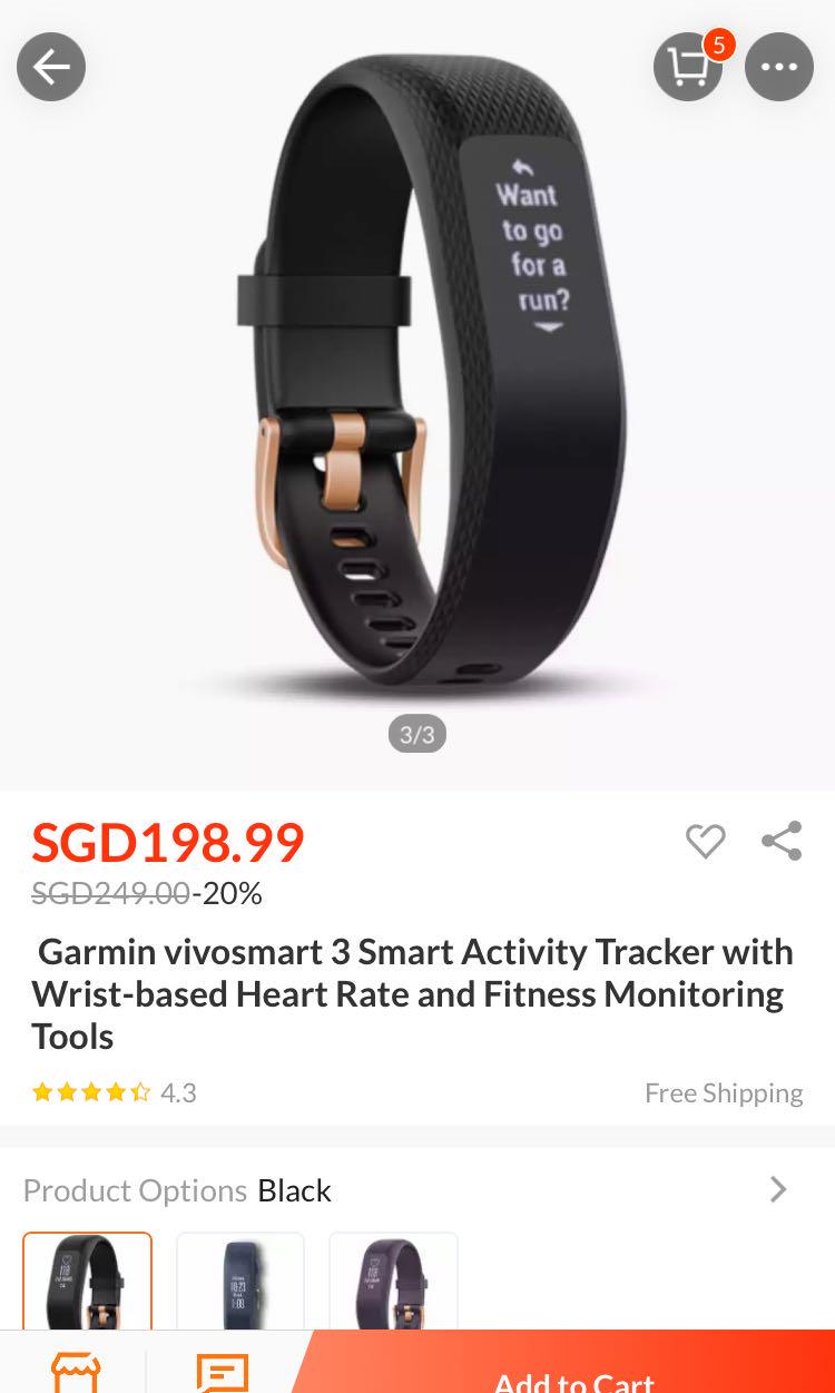 Garmin Vivosmart 3 Rose gold Mobile Phones Gadgets Wearables